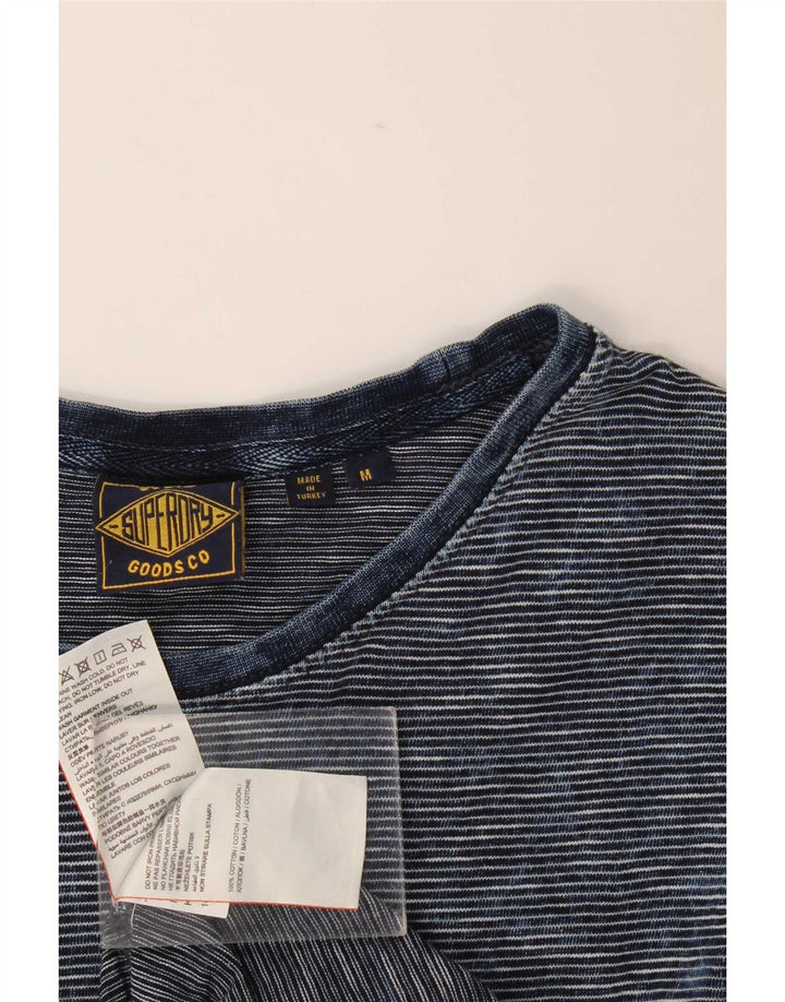 Superdry Mens T-Shirt Top Medium Navy Blue Pinstripe Cotton