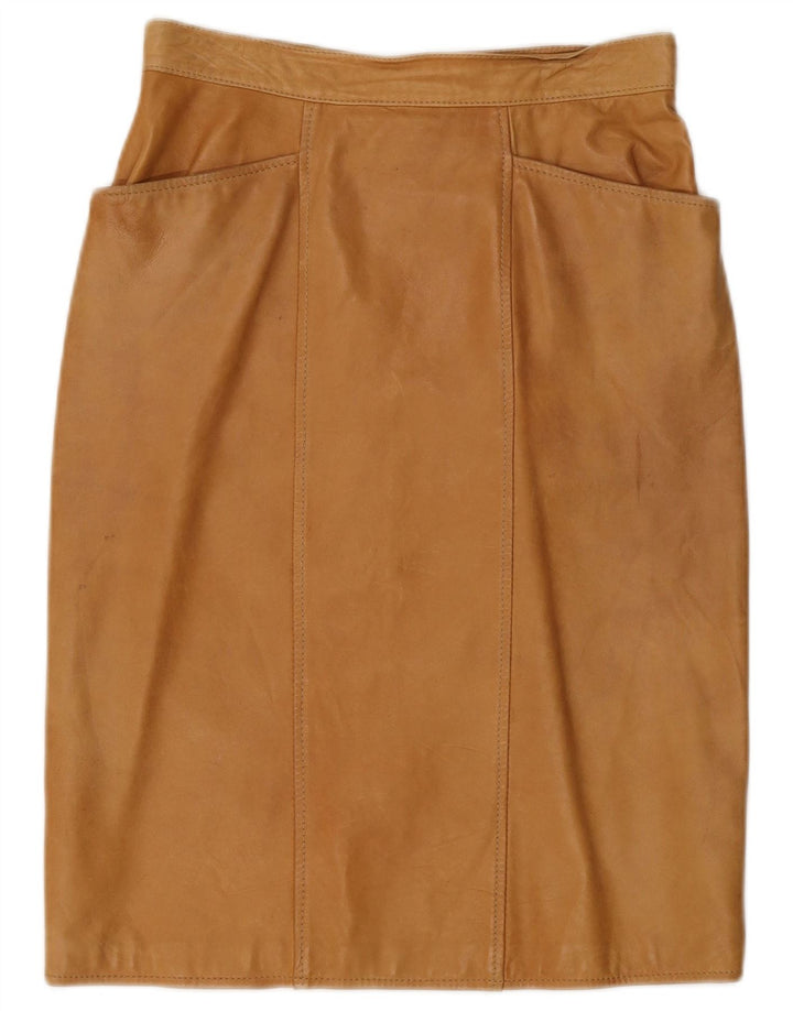 Vintage Womens Leather Skirt IT 44 Medium W30  Beige