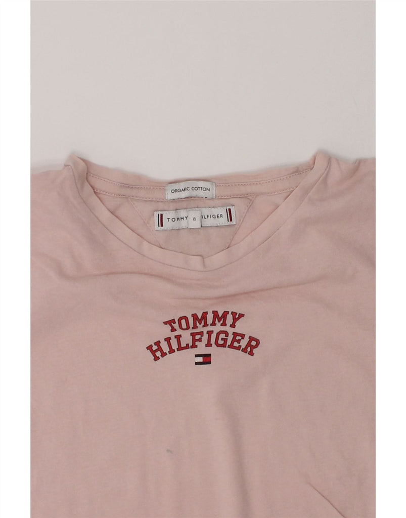 TOMMY HILFIGER Girls Graphic T-Shirt Top 7-8 Years Pink Cotton | Vintage Tommy Hilfiger | Thrift | Second-Hand Tommy Hilfiger | Used Clothing | Messina Hembry 