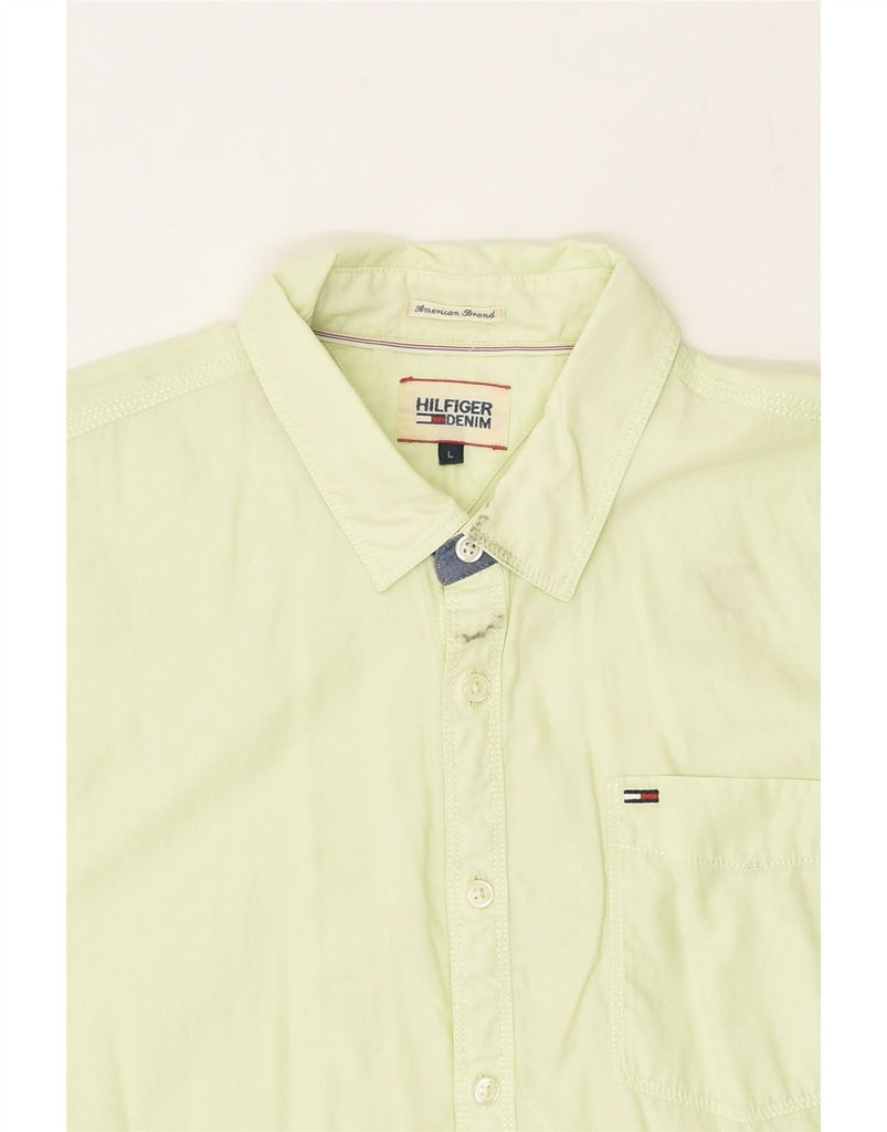 TOMMY HILFIGER Mens Shirt Large Green Cotton | Vintage Tommy Hilfiger | Thrift | Second-Hand Tommy Hilfiger | Used Clothing | Messina Hembry 