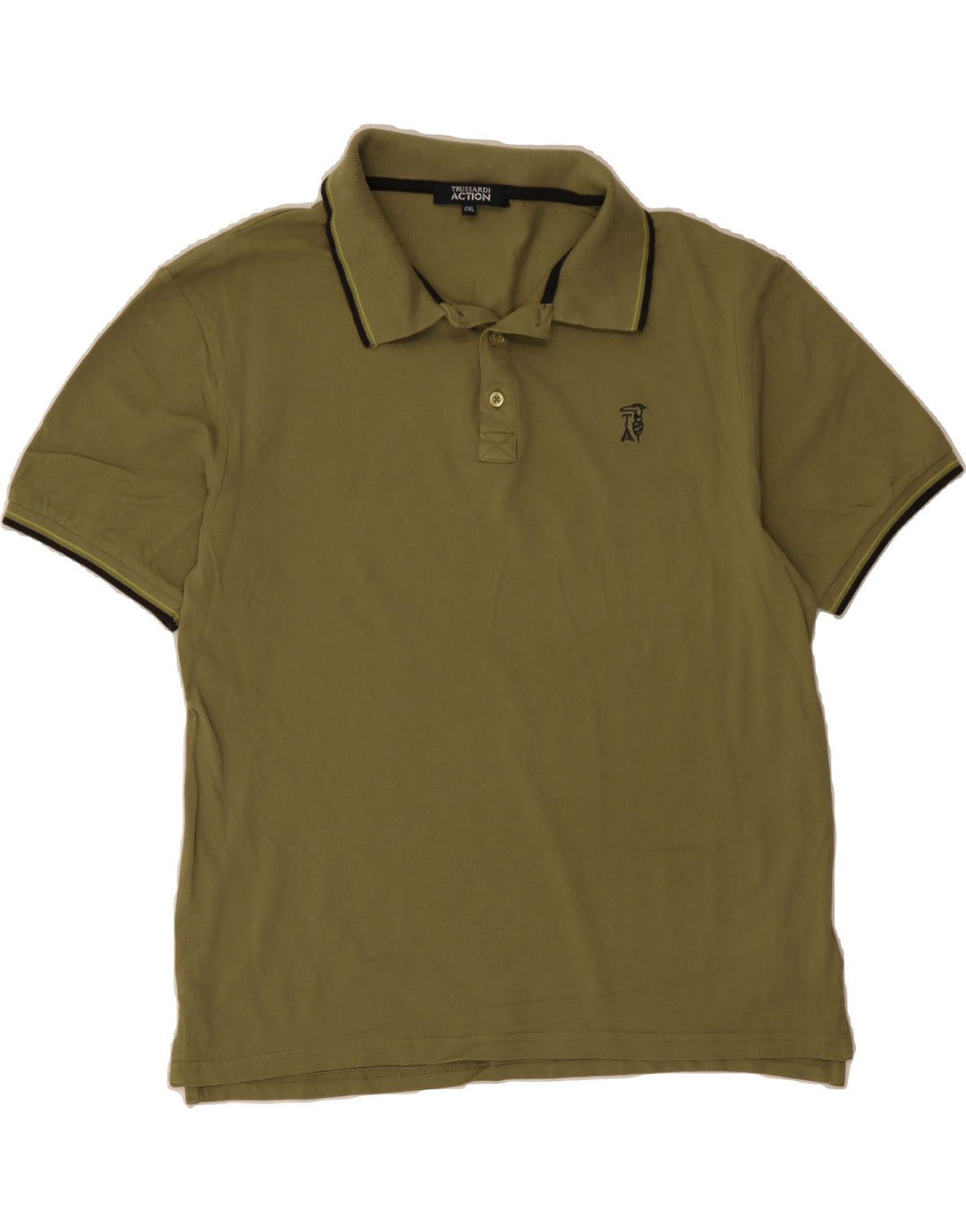 TRUSSARDI Mens Polo Shirt 2XL Green Acetate Vintage Trussardi and Second-Hand Trussardi from Messina Hembry 