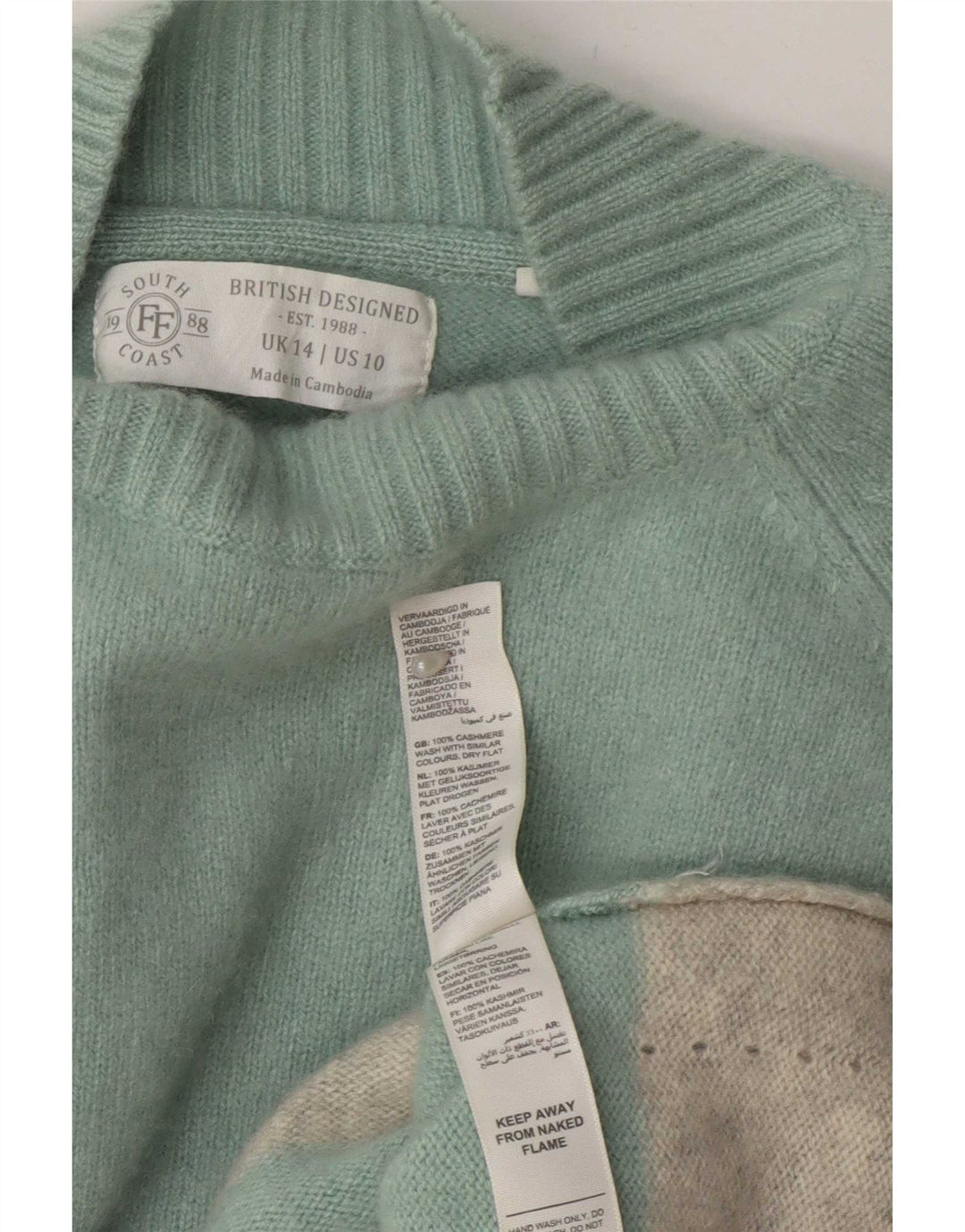 Fat Face Womens Turtle Neck Jumper Sweater UK 14 Large Turquoise