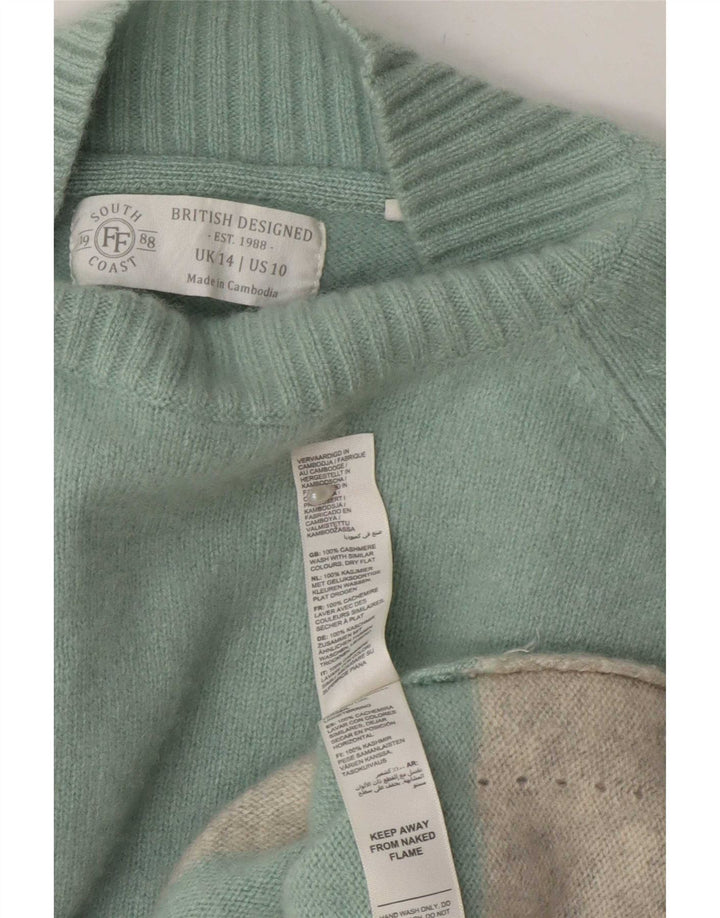 Fat Face Womens Turtle Neck Jumper Sweater UK 14 Large Turquoise