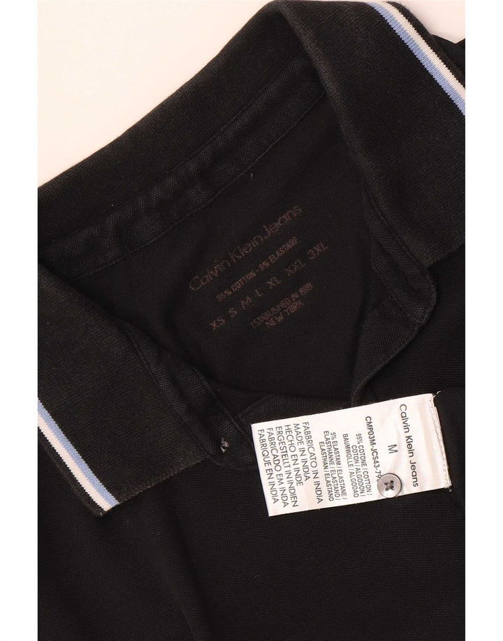Calvin Klein Jeans Mens Polo Shirt Medium Black Cotton