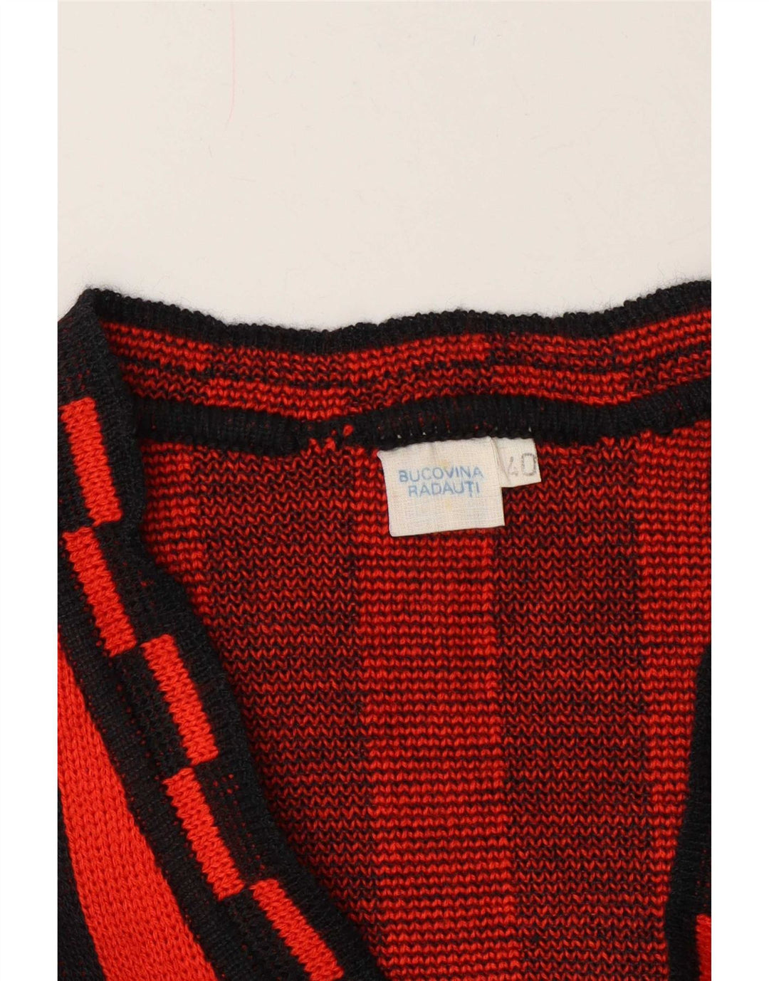 Vintage Womens Cardigan Sweater EU 40 Medium Red Geometric