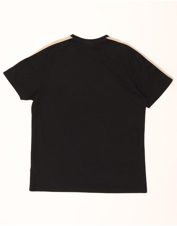 DKNY Mens Graphic T-Shirt Top Large Black Colourblock Cotton