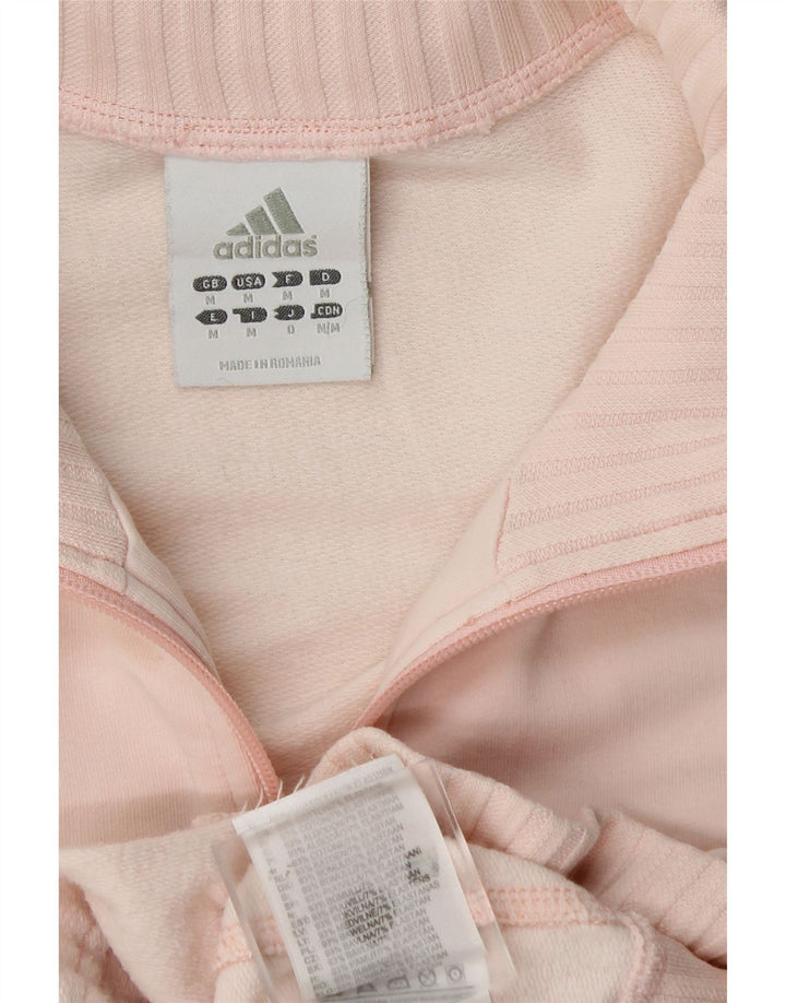 Adidas Womens Tracksuit Top Jacket UK 14 Medium Pink Cotton