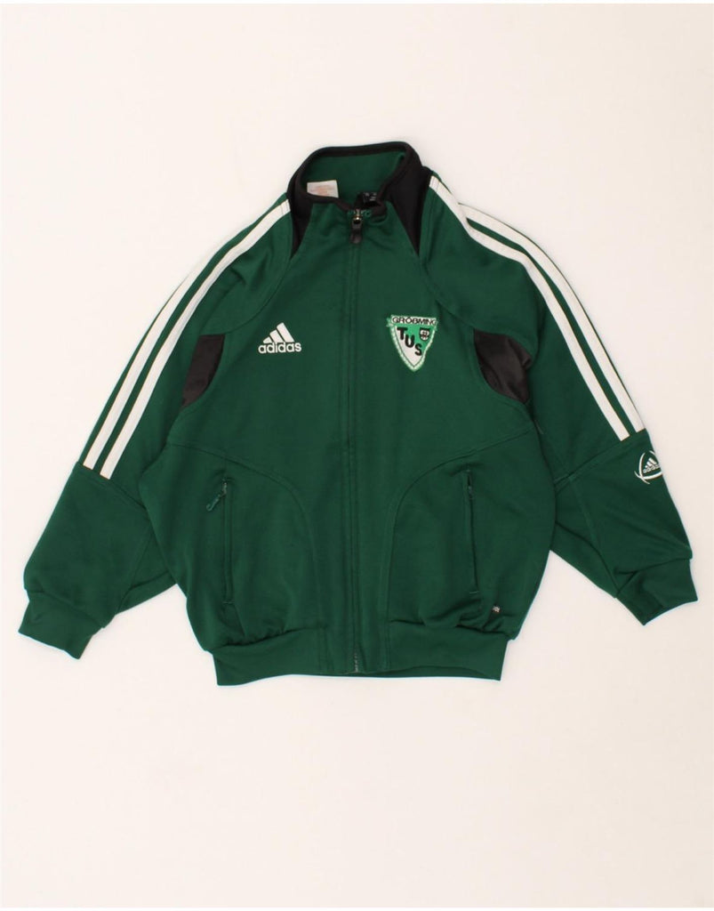 ADIDAS Boys Graphic Tracksuit Top Jacket 9-10 Years Medium Green Polyester | Vintage Adidas | Thrift | Second-Hand Adidas | Used Clothing | Messina Hembry 