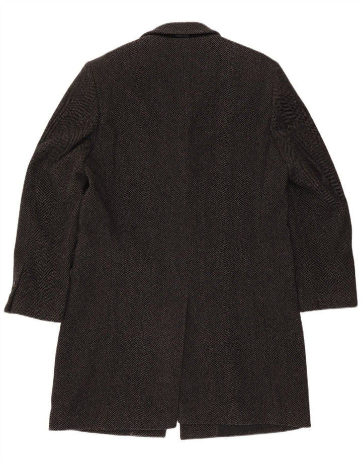 Joop Mens Overcoat EU 52 XL Black Herringbone Wool
