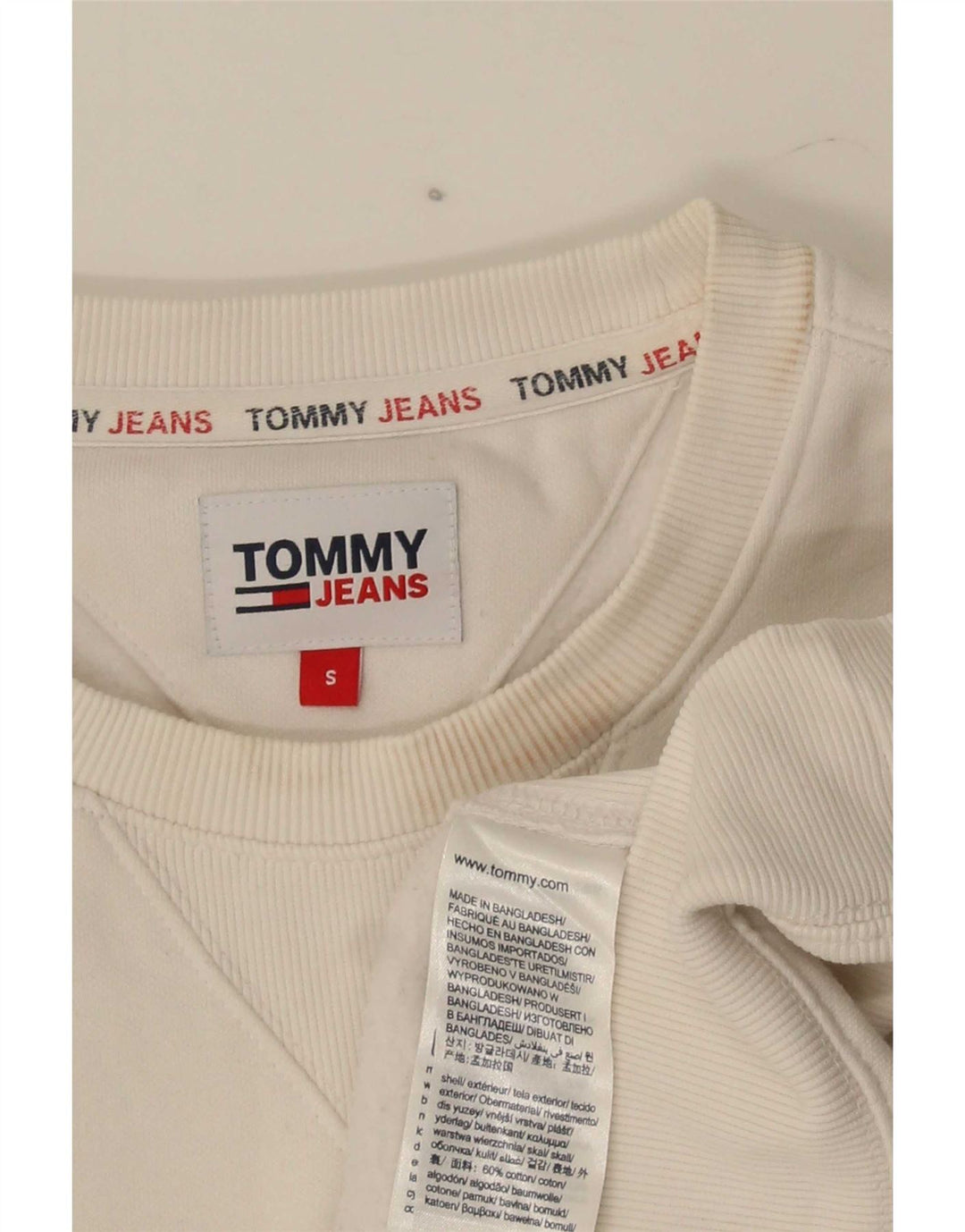 Tommy Hilfiger Mens Graphic Sweatshirt Jumper Small White Cotton