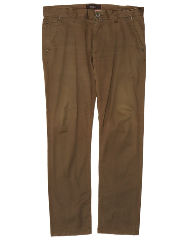 Zara Mens Slim Chino Trousers EU 44 Large W34 L31 Khaki Cotton