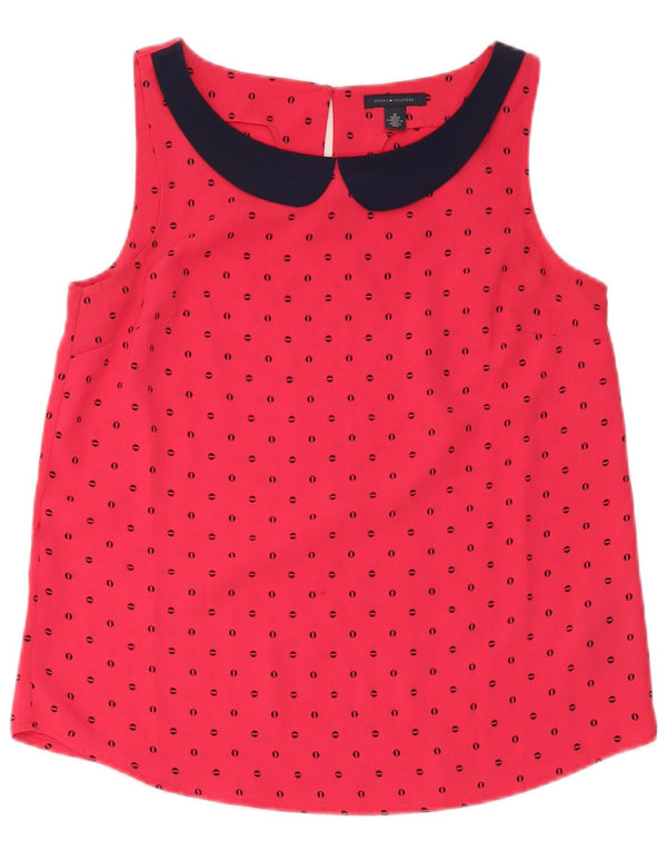 Tommy Hilfiger Womens Sleeveless Blouse Top UK 14 Medium Red Spotted