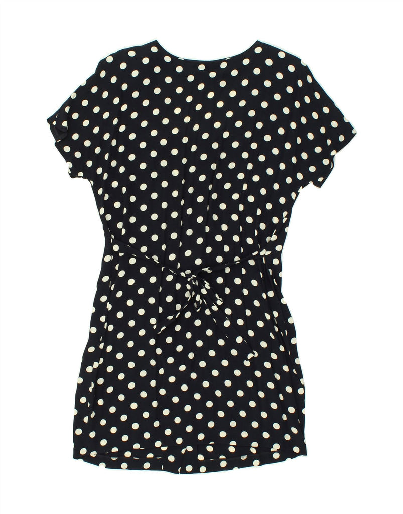 VINTAGE Womens Short Sleeves Shirt Dress UK 12 Medium Black Polka Dot Vintage Vintage and Second-Hand Vintage from Messina Hembry 