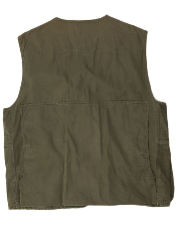 Vintage Mens Utility Gilet IT 54 2XL Green Cotton
