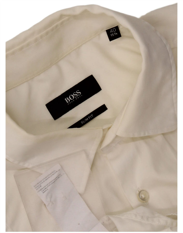 Hugo Boss Mens Slim Fit Shirt Size 40 15 3/4 Medium White Cotton