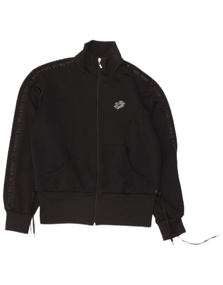 Lotto Womens Tracksuit Top Jacket UK 16 Large Black