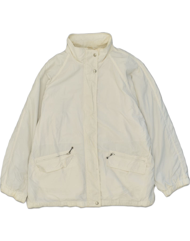 EDDIE BAUER Womens Rain Jacket UK 18 XL White Nylon | Vintage Eddie Bauer | Thrift | Second-Hand Eddie Bauer | Used Clothing | Messina Hembry 