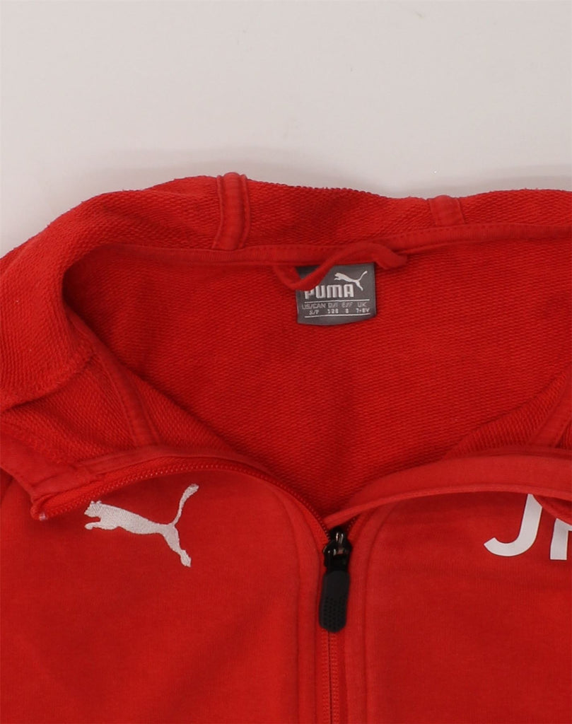 PUMA Girls Graphic Zip Hoodie Sweater 7-8 Years Red Cotton | Vintage Puma | Thrift | Second-Hand Puma | Used Clothing | Messina Hembry 