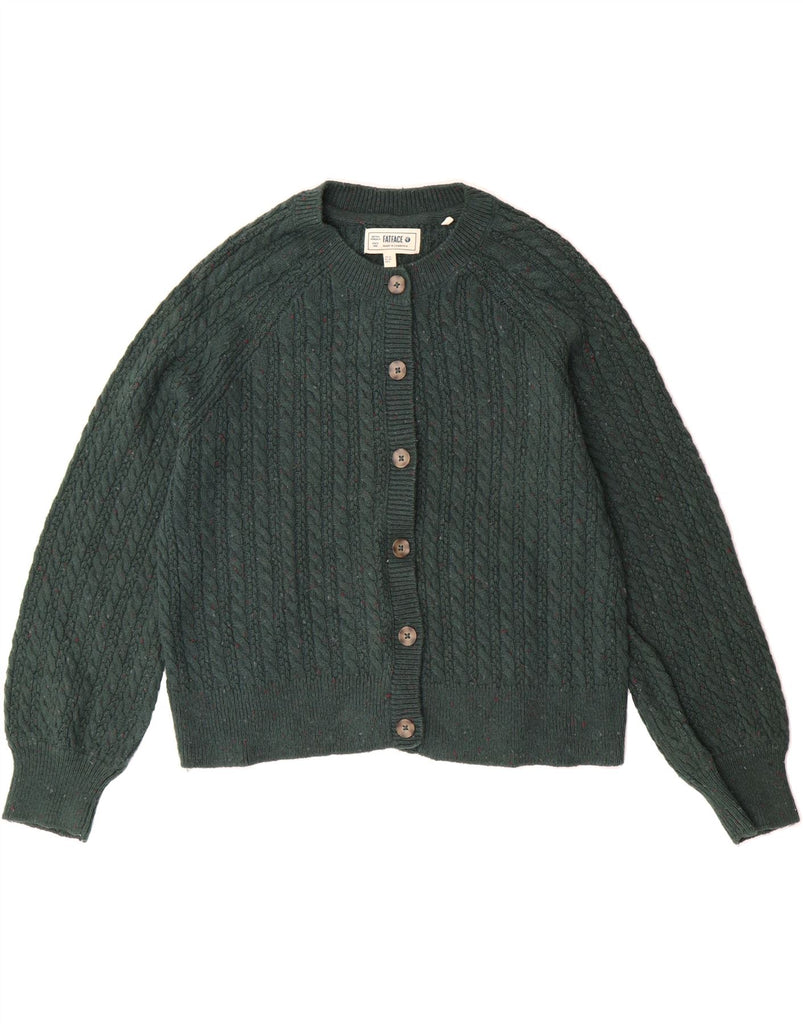 FAT FACE Womens Oversized Cardigan Sweater UK 12 Medium  Green Flecked Vintage Fat Face and Second-Hand Fat Face from Messina Hembry 