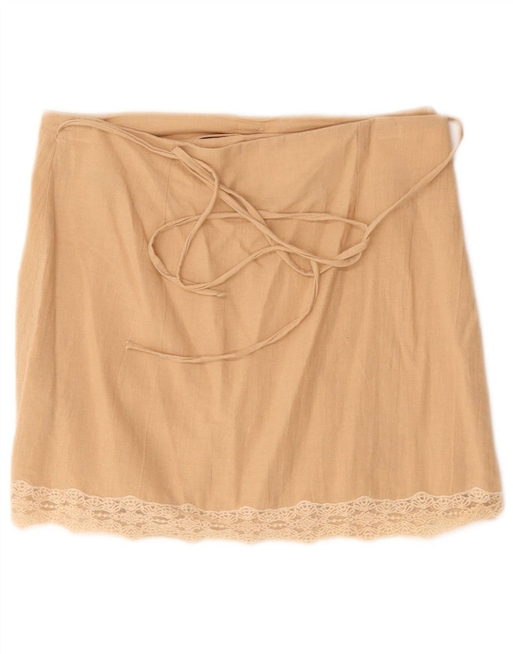 Zara Womens Wrap Skirt Medium W30  Beige Cotton