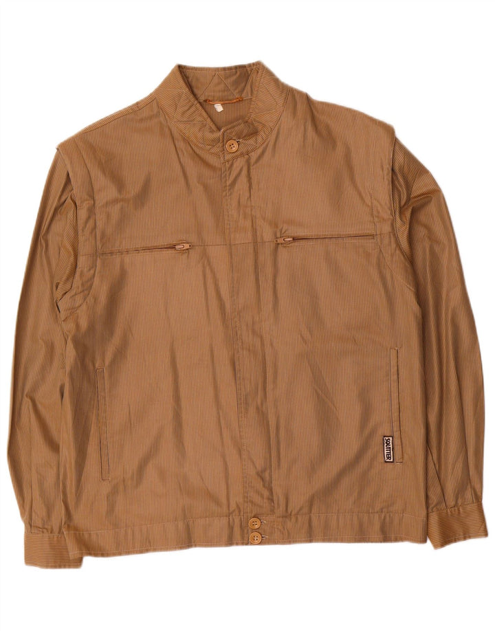 Southern Mens Utility Jacket IT 48 Medium Beige Pinstripe Polyester