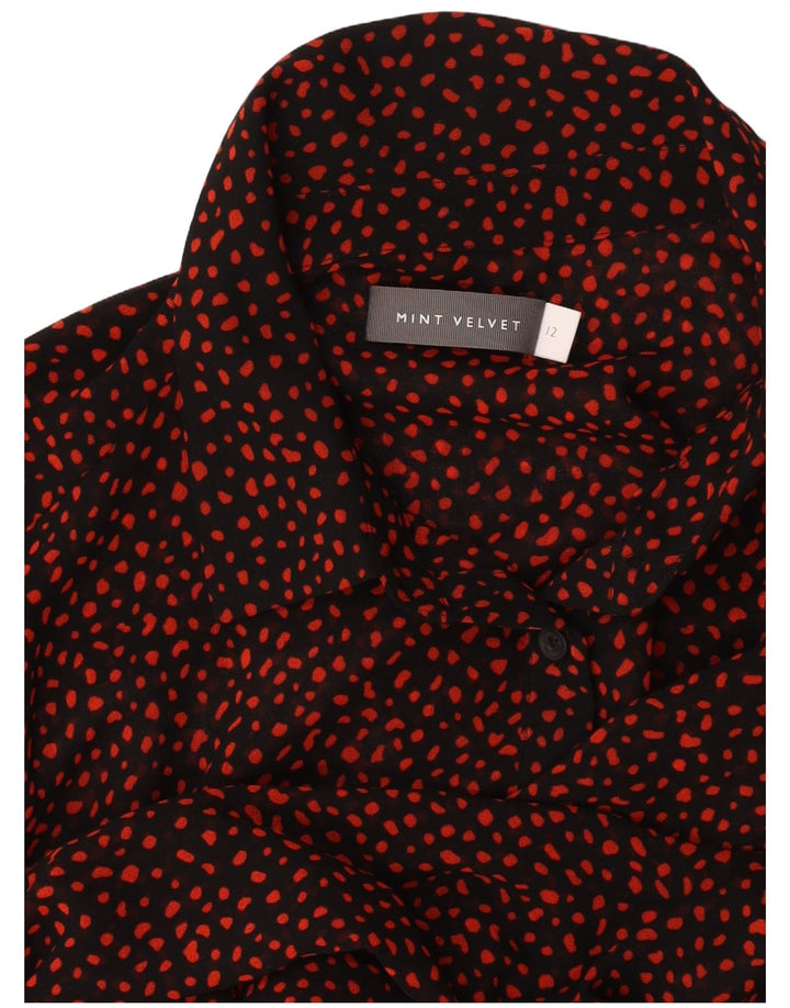 MINT VELVET Womens Long Sleeve Shirt Dress UK 12 Medium Black Spotted