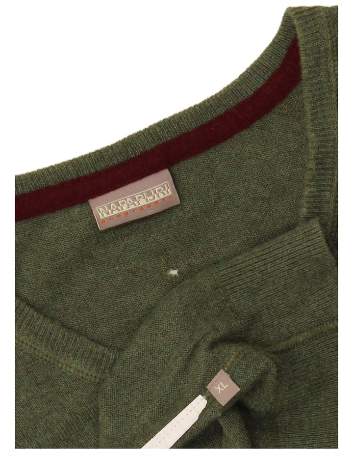 NAPAPIJRI Mens V-Neck Jumper Sweater XL Green