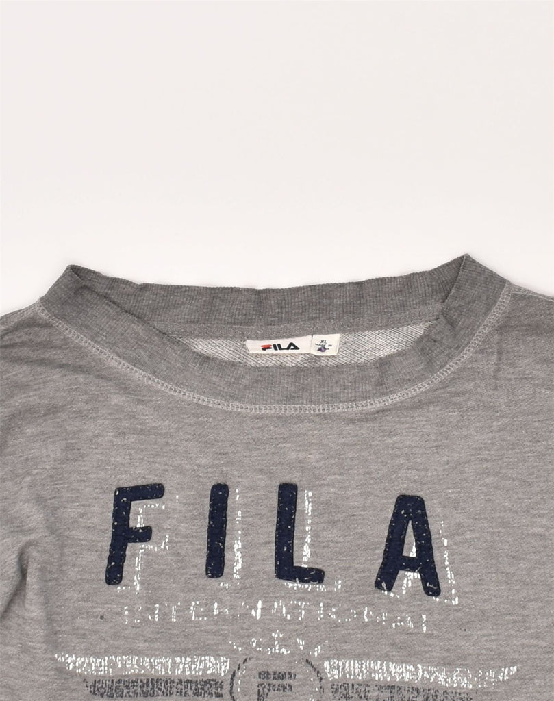 FILA Mens Graphic Sweatshirt Jumper XL Grey Cotton | Vintage Fila | Thrift | Second-Hand Fila | Used Clothing | Messina Hembry 