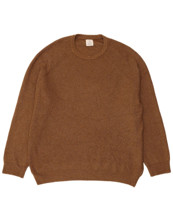 Marks & Spencer Mens Crew Neck Jumper Sweater 3XL Brown Flecked Polyamide