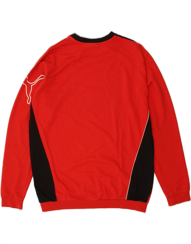 PUMA Mens Sweatshirt Jumper Medium Red Colourblock | Vintage Puma | Thrift | Second-Hand Puma | Used Clothing | Messina Hembry 