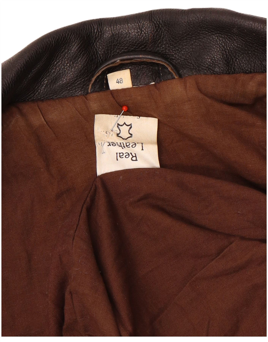 Vintage Mens Leather Jacket IT 48 Medium Brown Leather