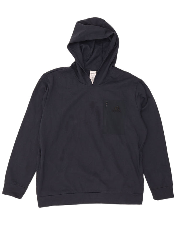 Adidas Mens Hoodie Jumper XL Navy Blue Polyester