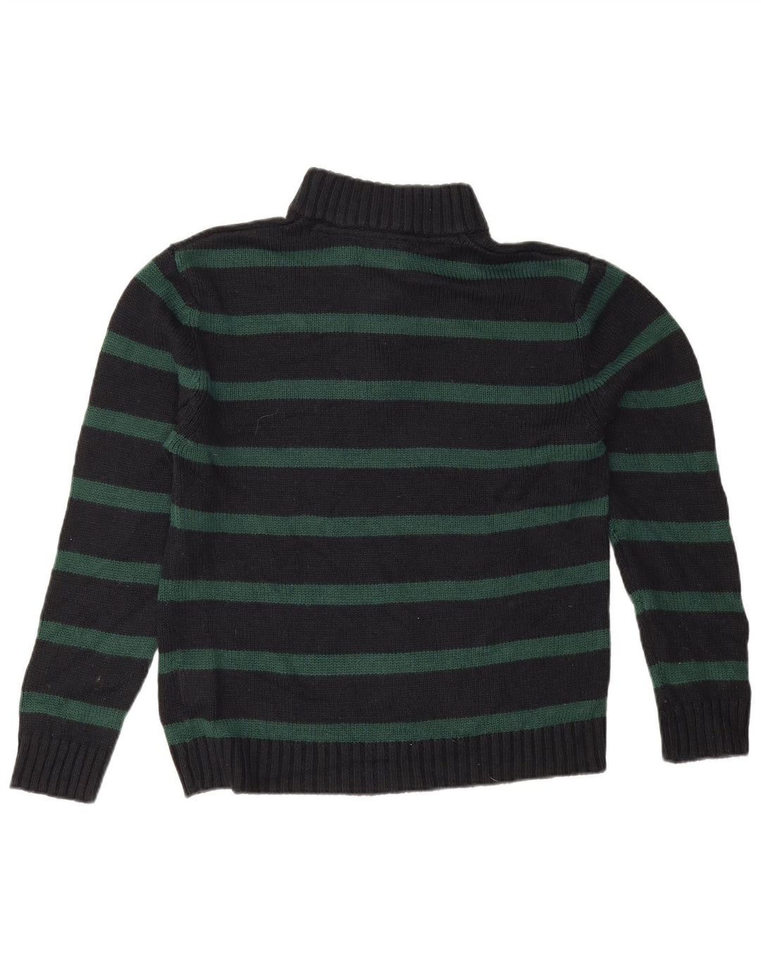 Pierre Cardin Mens Zip Neck Jumper Sweater Medium Navy Blue Striped Acrylic