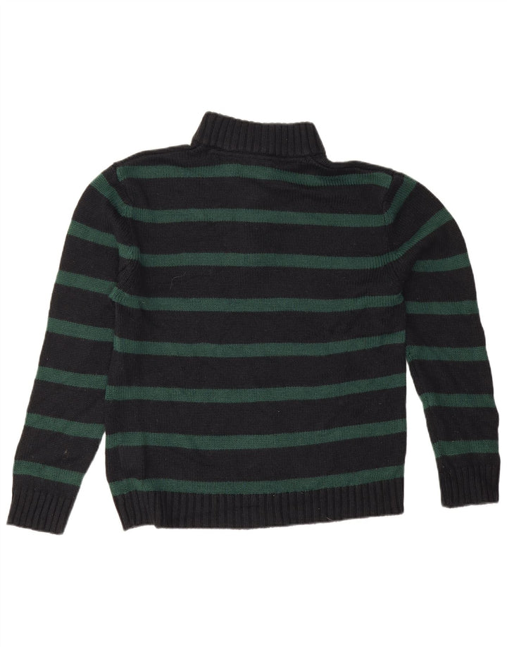 Pierre Cardin Mens Zip Neck Jumper Sweater Medium Navy Blue Striped Acrylic