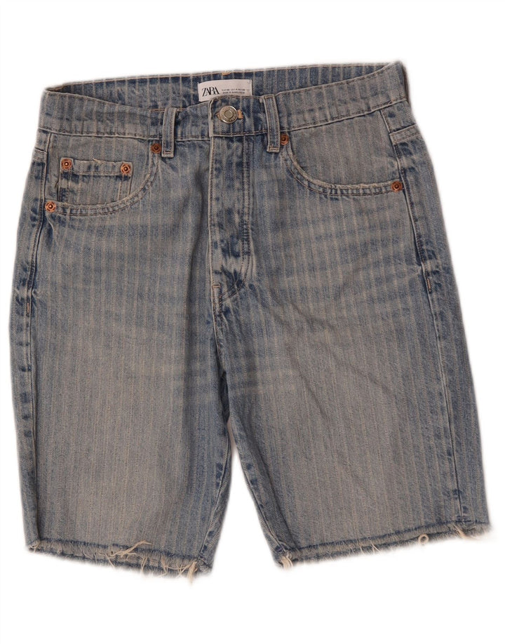 Zara Womens Denim Shorts EU 36 XS W26 Blue Striped
