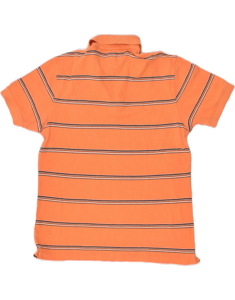 TOMMY HILFIGER Mens Polo Shirt Large Orange Striped Cotton | Vintage Tommy Hilfiger | Thrift | Second-Hand Tommy Hilfiger | Used Clothing | Messina Hembry 