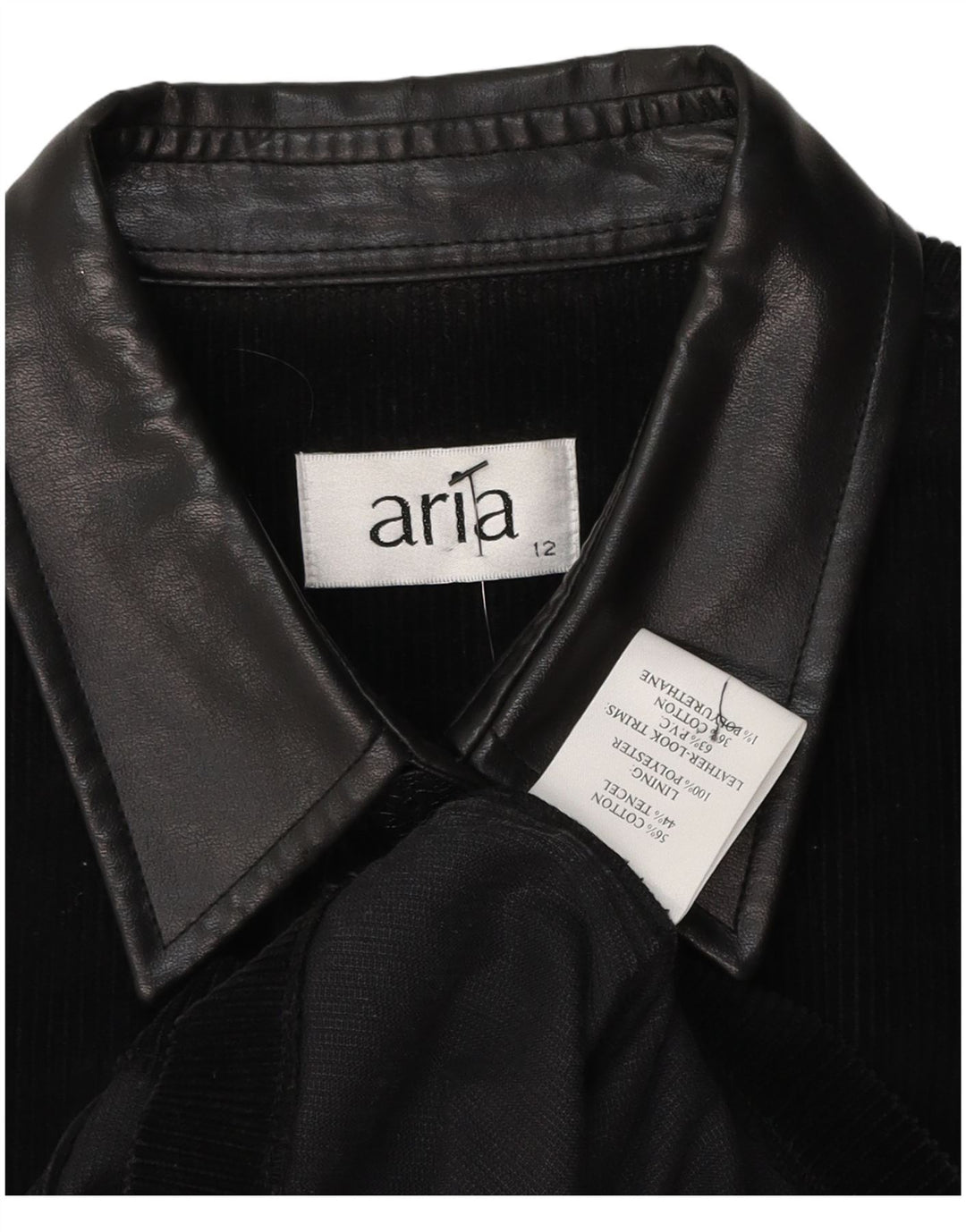 ARIA Womens Sleeveless Corduroy Shirt Blouse UK 12 Medium Black Tencel