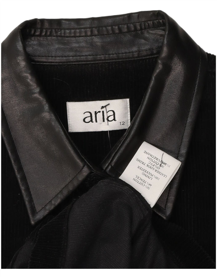 ARIA Womens Sleeveless Corduroy Shirt Blouse UK 12 Medium Black Tencel