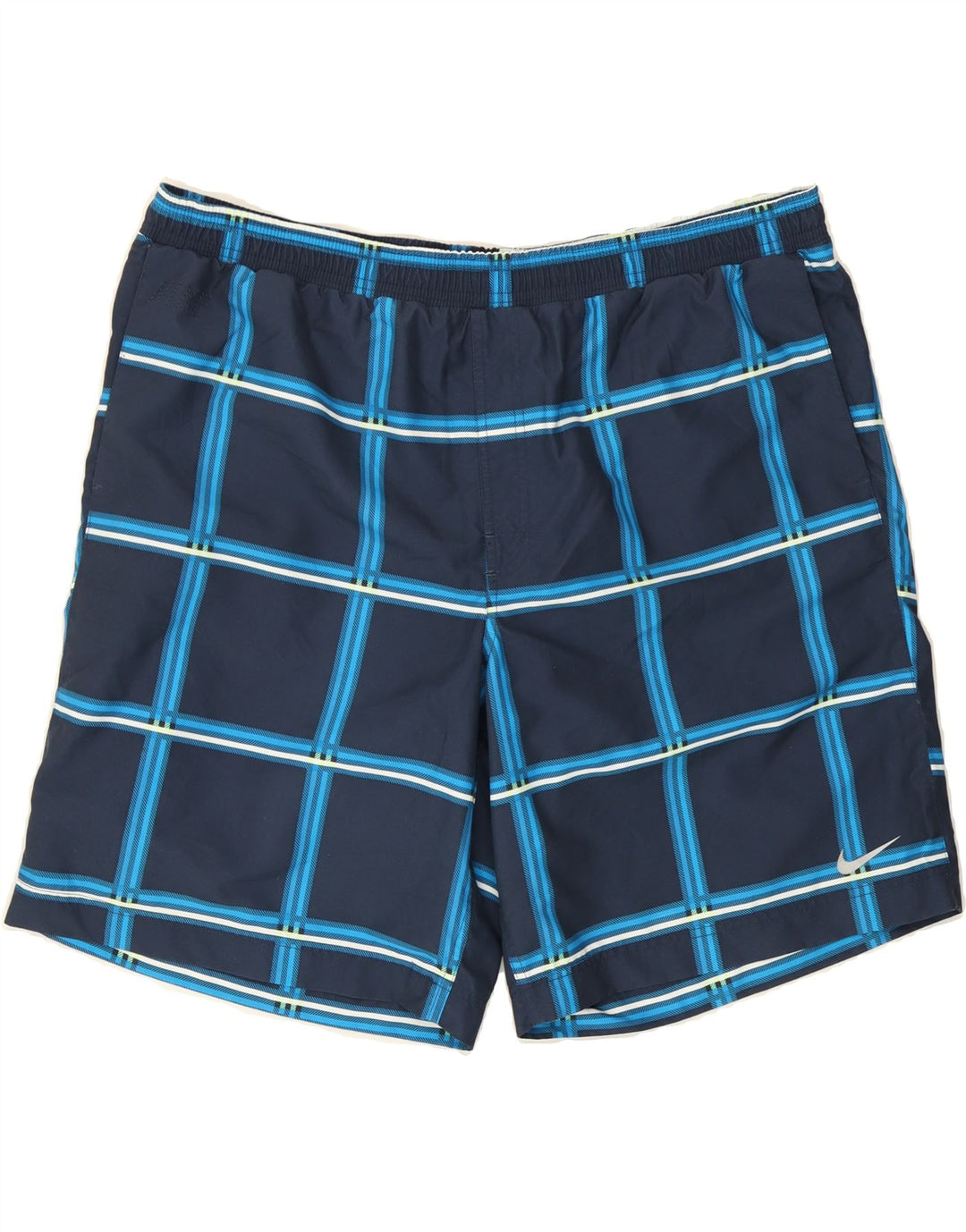 NIKE Mens Swimming Shorts 2XL  Navy Blue Check Vintage Nike and Second-Hand Nike from Messina Hembry 