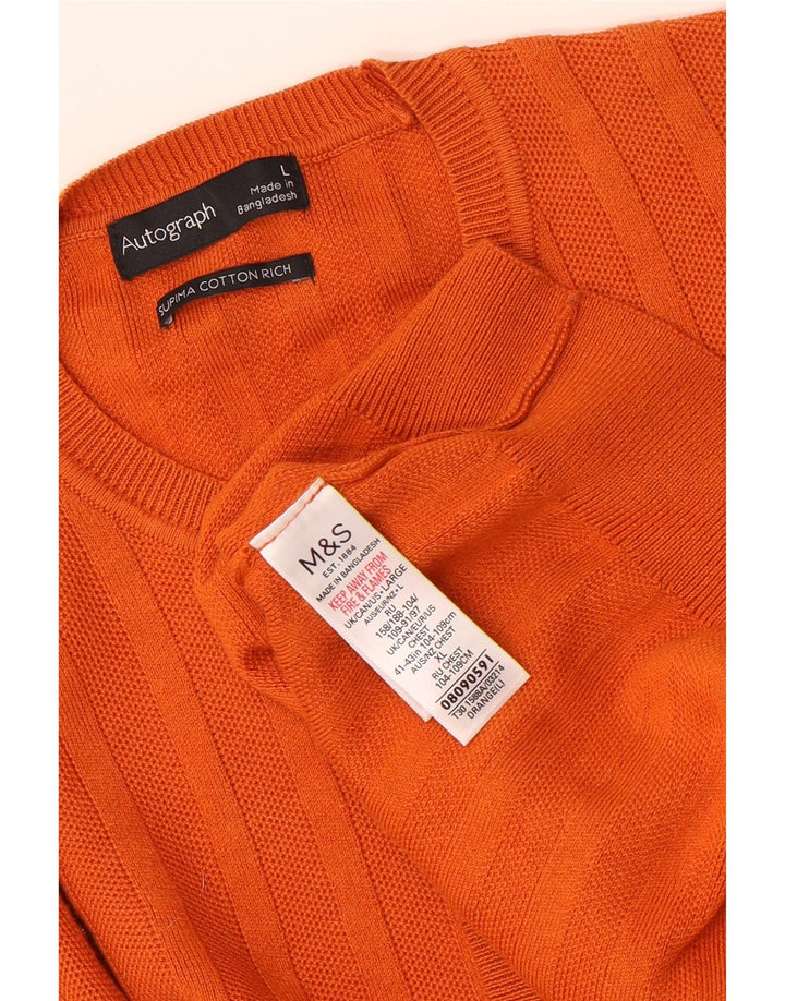 Marks & Spencer Mens Autograph Crew Neck Jumper Sweater Large Orange Cotton
