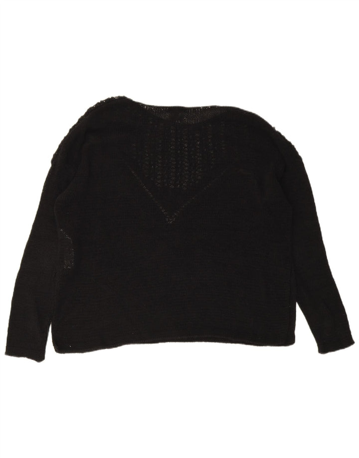 Massimo Dutti Womens Oversized Boat Neck Jumper Sweater UK 14 Medium Black