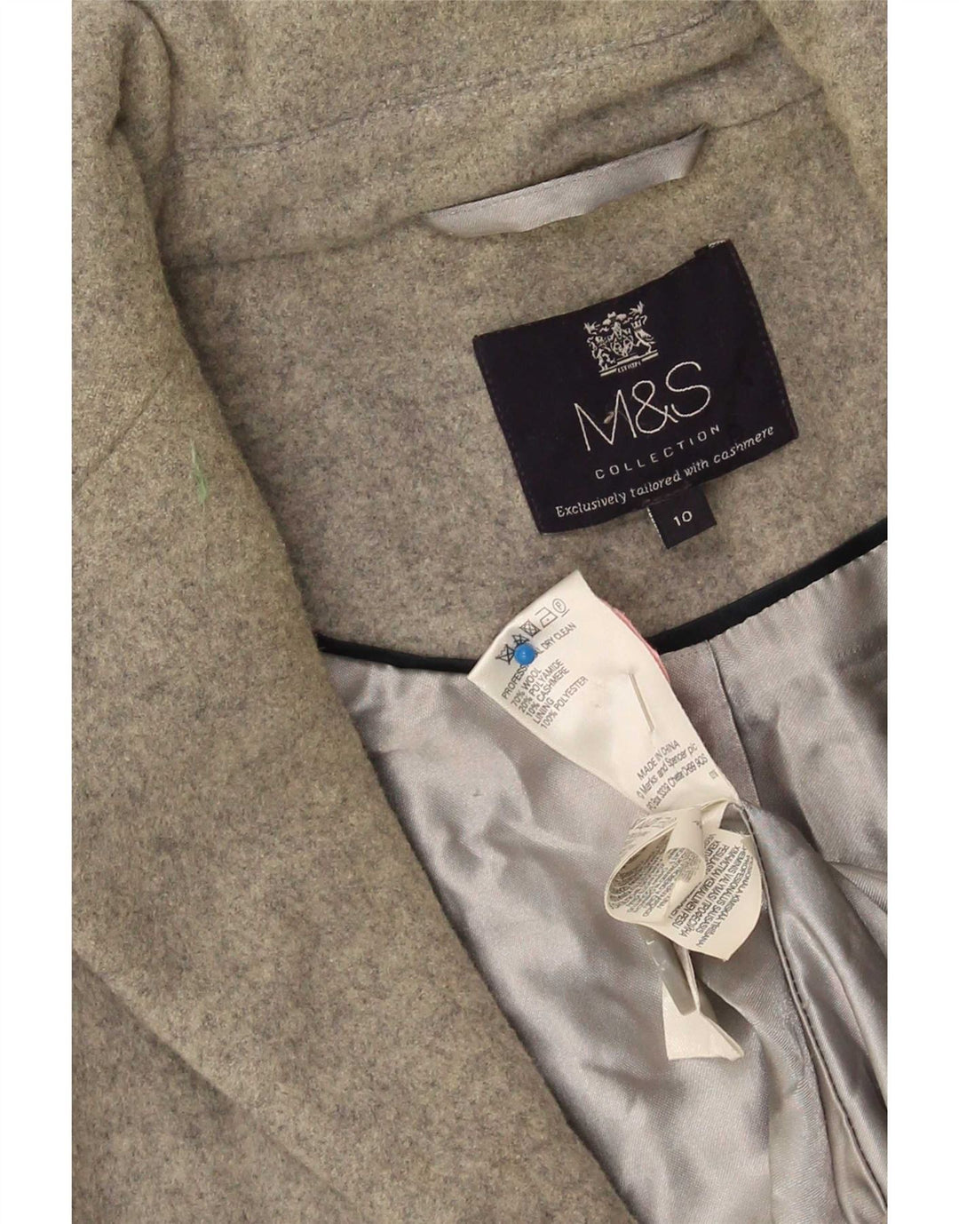 Marks & Spencer Womens Oversized Overcoat UK 10 Small Grey Wool