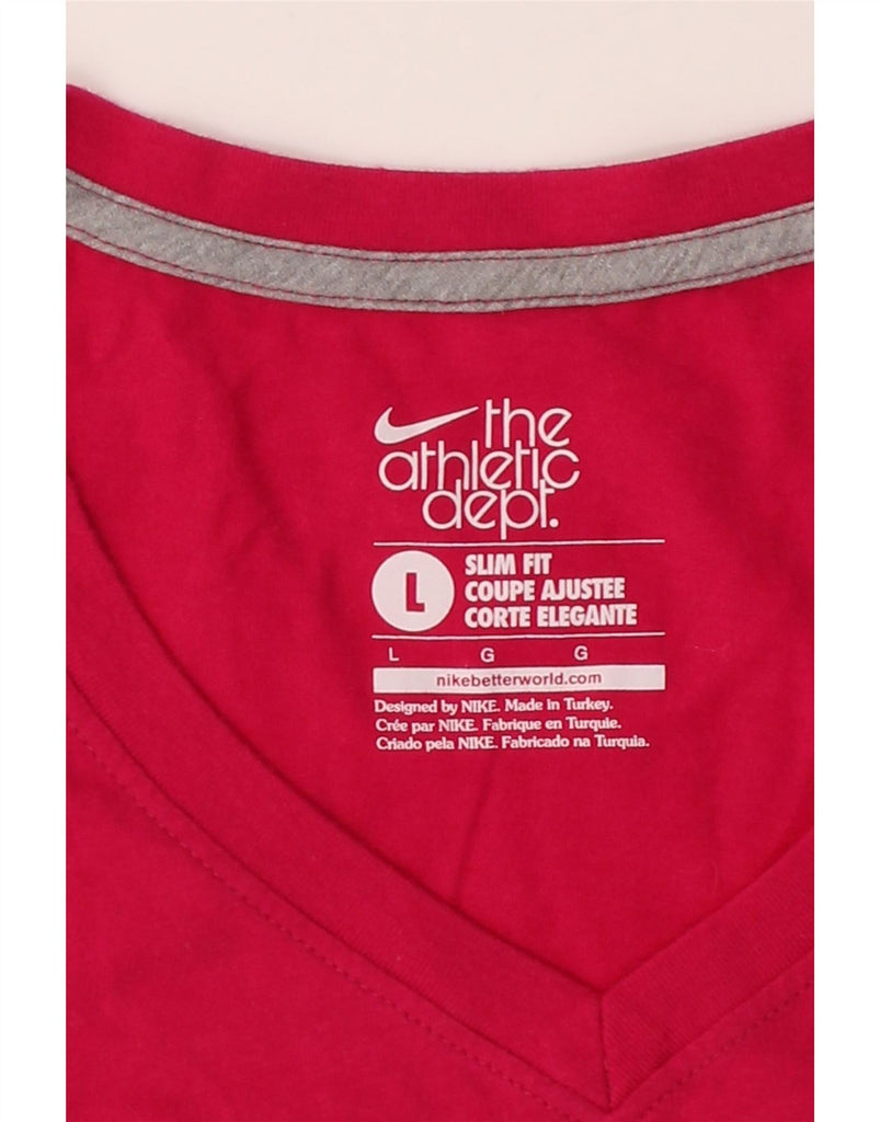 NIKE Womens Slim Fit Graphic T-Shirt Top UK 16 Large Pink Cotton Vintage Nike and Second-Hand Nike from Messina Hembry 