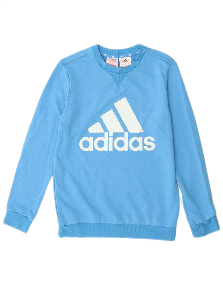 Adidas Boys Graphic Sweatshirt Jumper 11-12 Years Blue Cotton