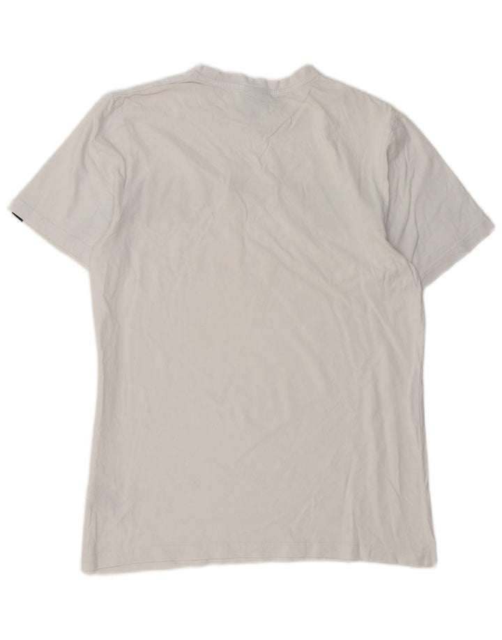 ELLESSE Mens T-Shirt Top Large White Colourblock Cotton