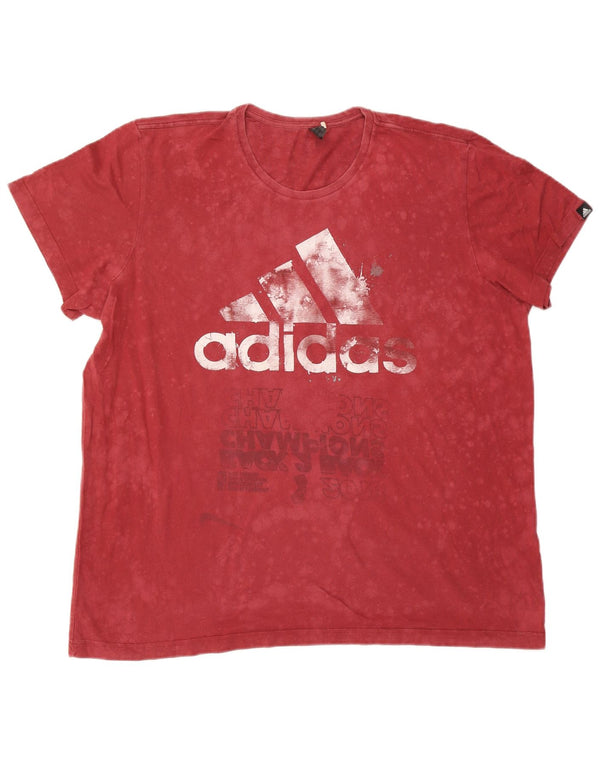 Adidas Mens Graphic T-Shirt Top 2XL Red Cotton