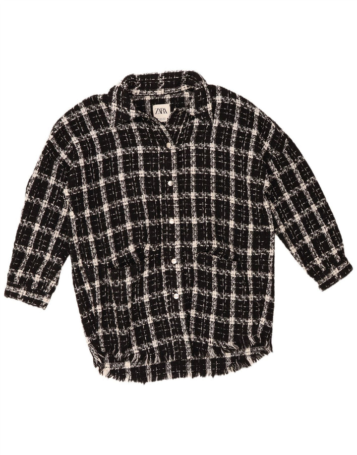 Zara Womens Overshirt Oversized Shirt UK 14 Medium Black Check Acrylic