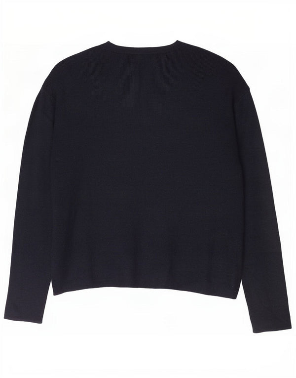 Marks & Spencer Womens V-Neck Jumper Sweater UK 16 Large Black Viscose
