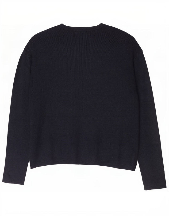 Marks & Spencer Womens V-Neck Jumper Sweater UK 16 Large Black Viscose