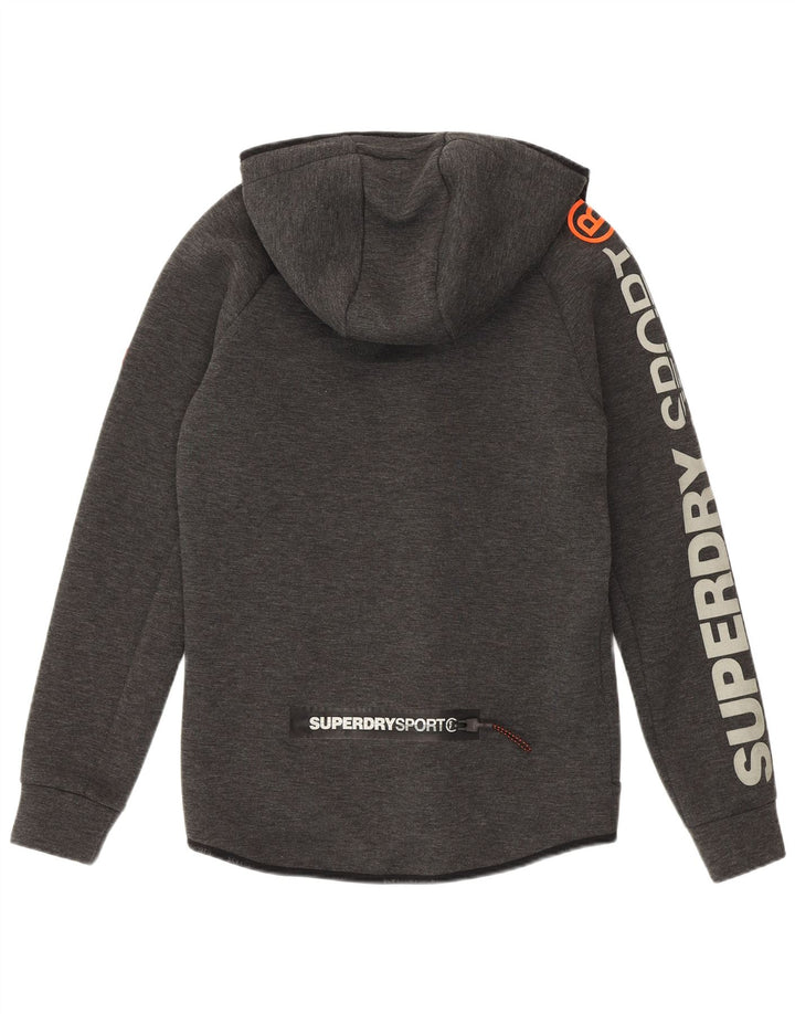 Superdry Mens Graphic Zip Hoodie Sweater Small Grey Polyester